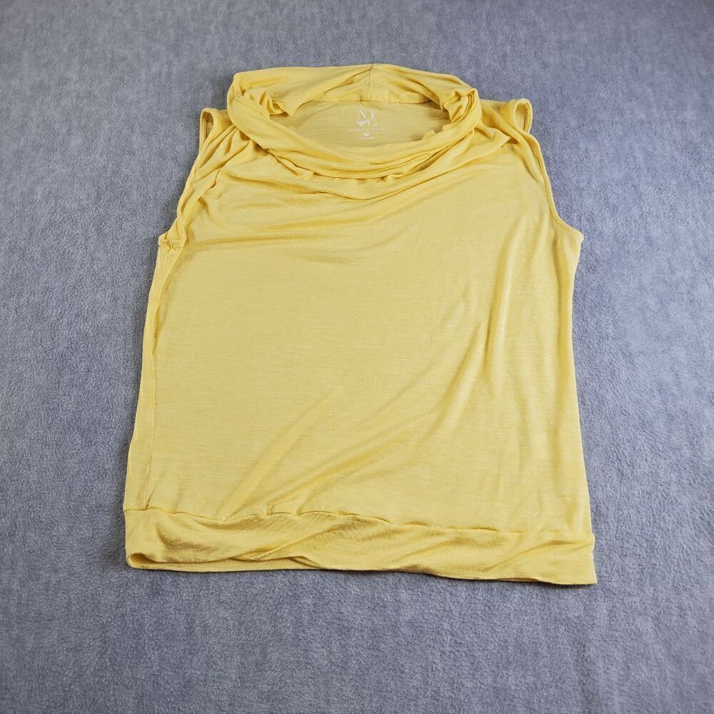 New York & Co Top Womens Large Yellow Cowl Neck Sleeveless Shirt